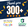 Blue banner Thank you 300+ Five Star Google Reviews