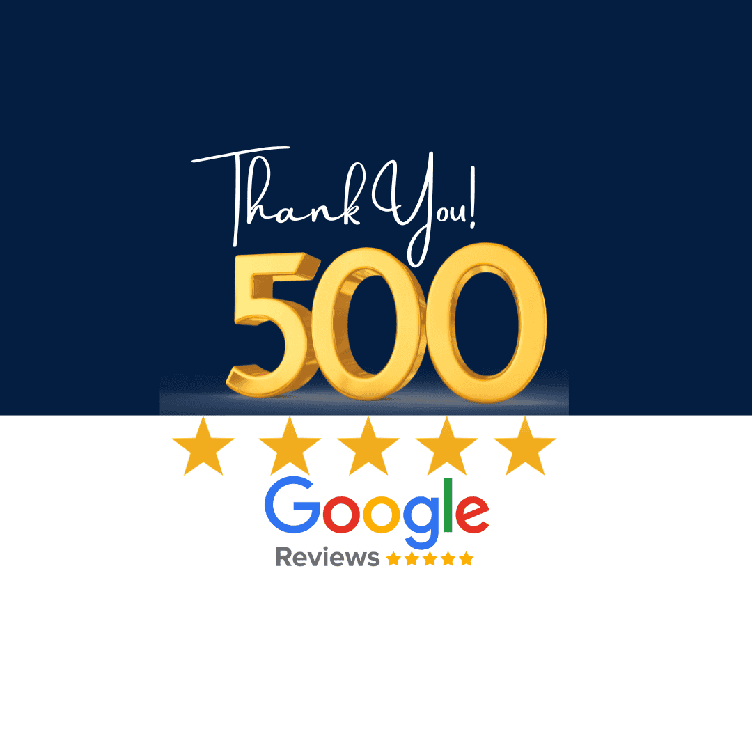 Gold 500 with five stars and Google Reviews logo.