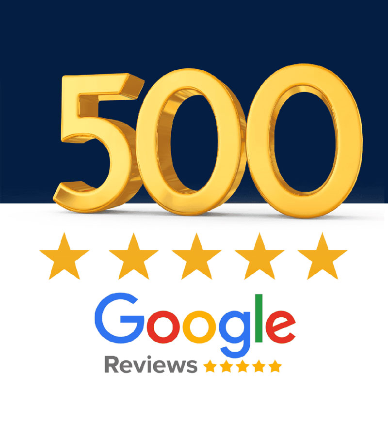 Gold 500 with five stars and Google Reviews logo